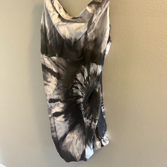 Retrofete Auris Dress Size Medium Tie Dye Silk Asymmetric Sleeveless Mini Black - Picture 6 of 14